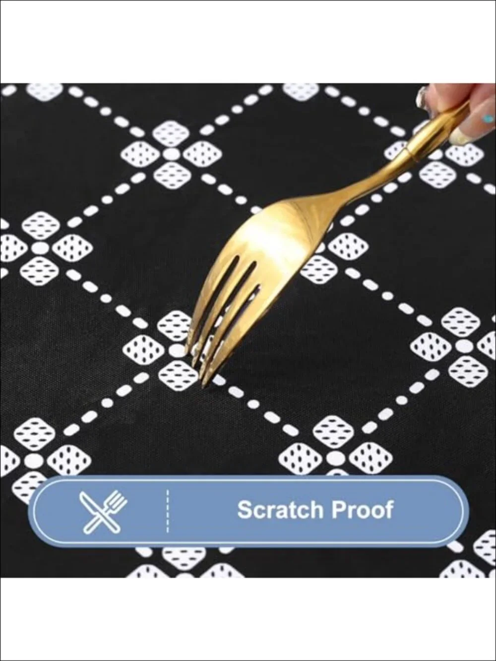 2 Pack Vinyl Fitted Tablecloth Flannel Back Waterproof Elastic Table Cover